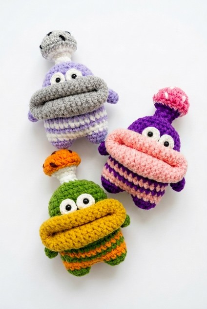 Crochet Big-Mouth Striped Outfit Plushies Set 