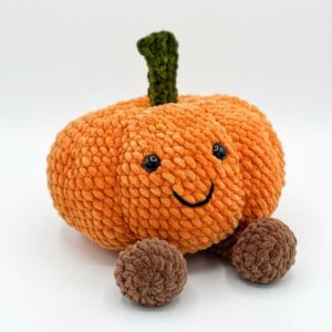 Tutorial to Crochet the Brown-Legged Smiling & Sitting Pumpkin Plushie