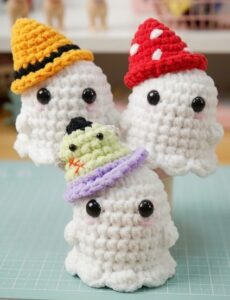 3-in-1 Tutorial to Crochet BOO Keychains with Witch, Zombie and Mushroom Hats