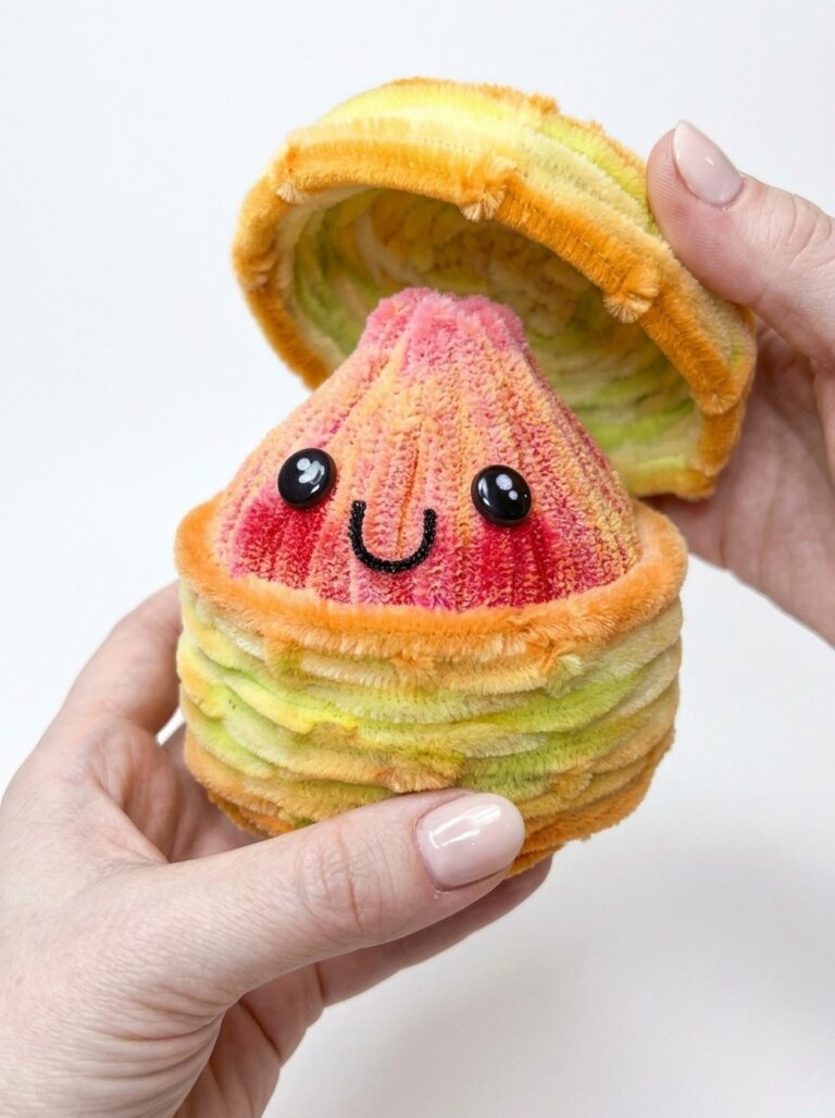 Pipe Cleaner Glittery Dumpling Plushie in Basket 