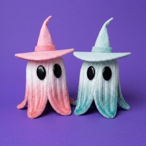 Tutorial to Make Pink Ghost in a Pink Witch Hat Plushie for Kids