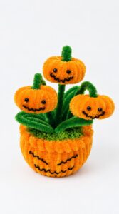 Tutorial to Make Halloween Pumpkin Potted Plant with Cute Smile Plush Decoration