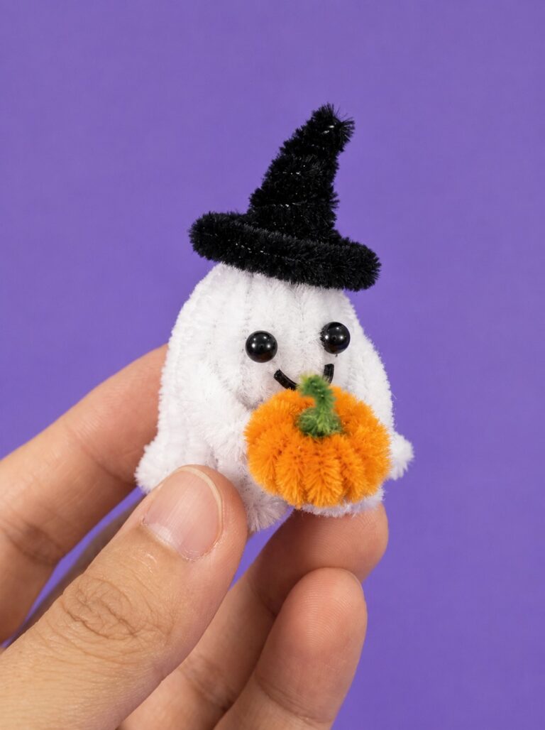 Pipe Cleaner Miniature Ghost Plushie Decorations 